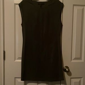 Green suede dress with zipper shoulder details and spandex sides